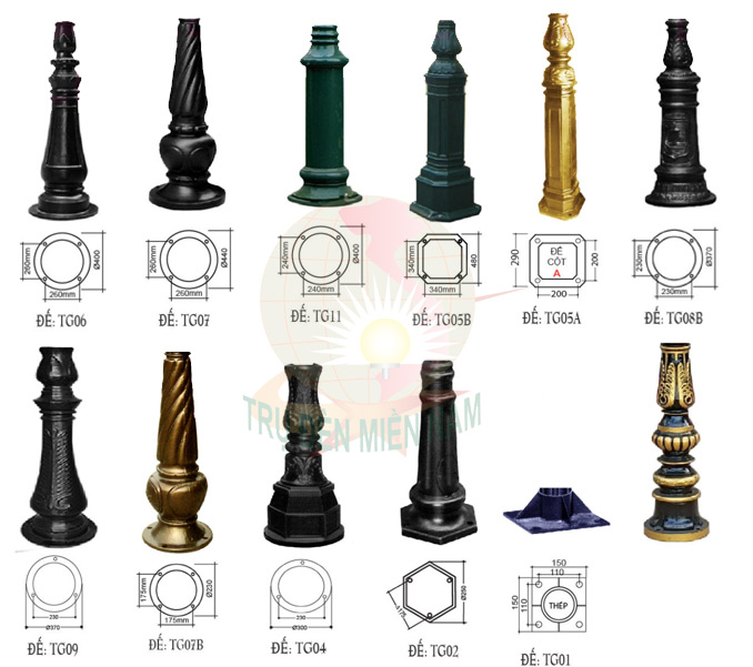 ĐẾ GANG CỘT ĐÈN TRANG TRÍ DC05B